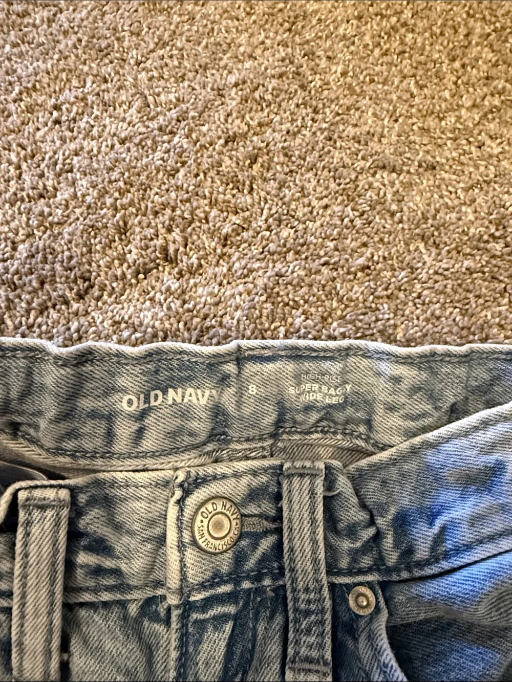 Old Navy Girls Light Wash Cargo Wide-Leg Jeans